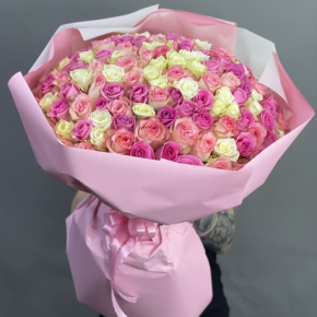 Букет из 151 кенийской розы микс (40 см) в Ликино-Дулёво