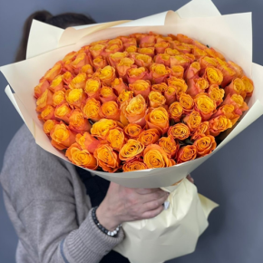 Букет из 101 огненной розы (40 см) в Ликино-Дулёво