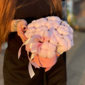 Композиция в шляпной коробке мини из хлопка в Ликино-Дулёво