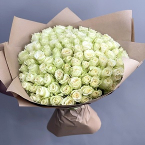 Букет 101 белая роза кения (40 см) в Ликино-Дулёво