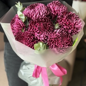 Букет "Виноградный" из 7 хризантем Бигоуди в Ликино-Дулёво