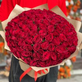 Букет 101 красная роза Кения (50 см) в Ликино-Дулёво