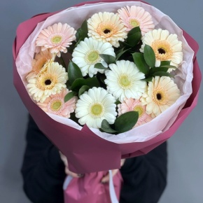 Букет из 13 белых гербер микс в Ликино-Дулёво
