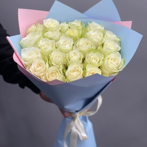 Букет 25 белых роз Кения (50 см) в Ликино-Дулёво