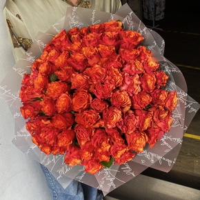 Букет 75 огненных роз (40 см) в Ликино-Дулёво