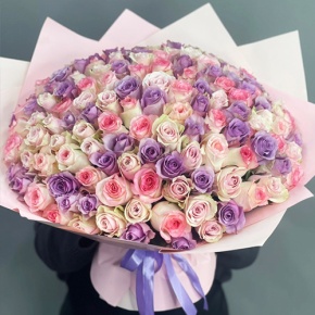 Букет из 101 розы нежный микс (40 см) в Ликино-Дулёво