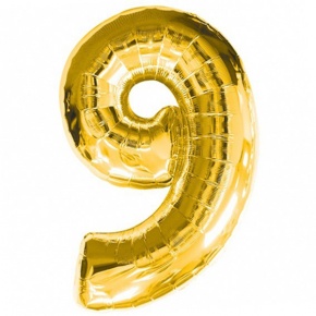 Шар гелиевый цифра 9 (40х102 см) в Ликино-Дулёво