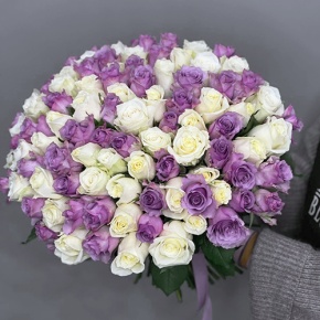 Букет "Фиолетовый микс" из 101 розы (40 см) в Ликино-Дулёво