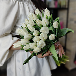 Букет белоснежных тюльпанов (25 шт) в Ликино-Дулёво