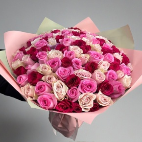 Букет "Ода любви" из 101 розы микс (40 см) в Ликино-Дулёво