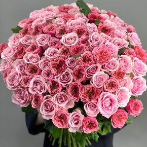 Нежный букет из 101 розы Риджентс парк и Аваланж микс  (70 см) в Ликино-Дулёво