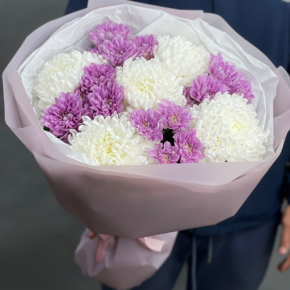 Букет "Вместе с тобой" из нежных хризантем в Ликино-Дулёво
