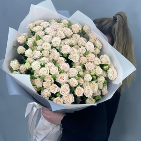Букет из 25 кремовых кустовых роз (70 см) в Ликино-Дулёво