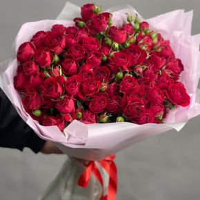 Букет из 17 красных кустовых пионовидных роз (50 см) в Ликино-Дулёво