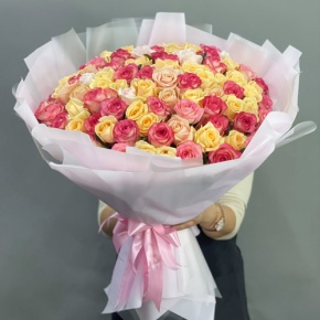 Букет из 101 розы  микс (70 см) в Ликино-Дулёво