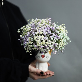 Композиция из гипсофил в керамическом кашпо в Ликино-Дулёво