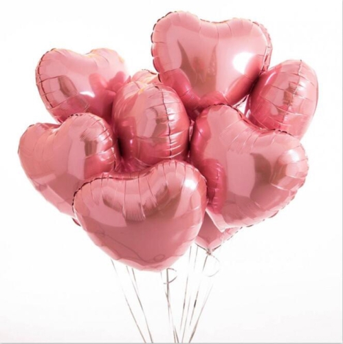 Сердце розовое фольгированный шар с гелием (45 см) в Ликино-Дулёво